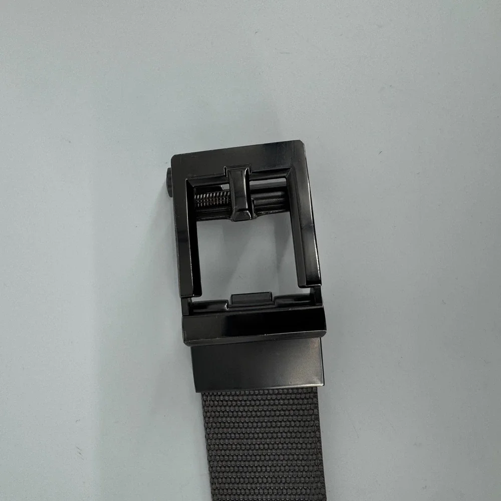 Kore Essentials Mens Ratchet Belt Black Vegan Leather 35 Nylon Gunmetal Buckle